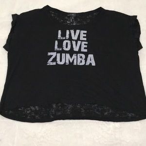 Iris Basic Black ‘Live Love Zumba’ Crop Top